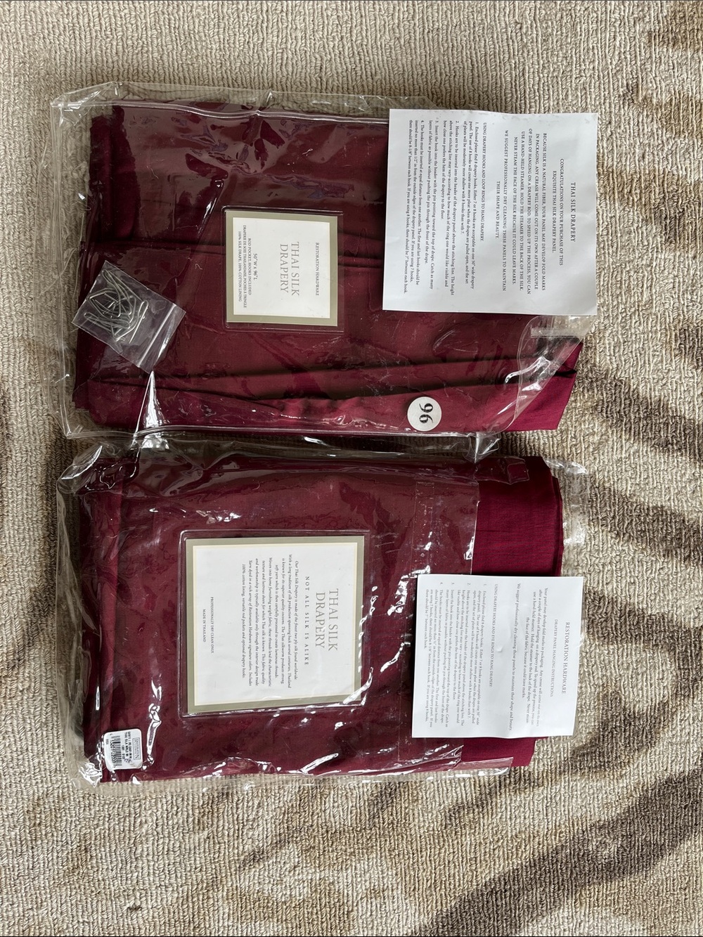 Restoration Hardware Thai silk Drapery 50x96 Malo x2